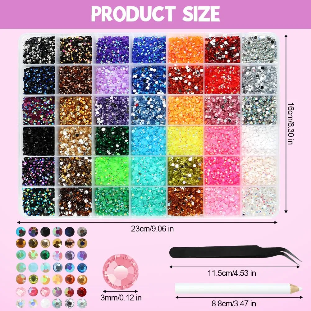 Набор из 32000 страз Jelly Rhinestones, 42 цвета, 3 мм Butbu, 32000 Rhinestones (42 Colours 3 Mm) — фото 2