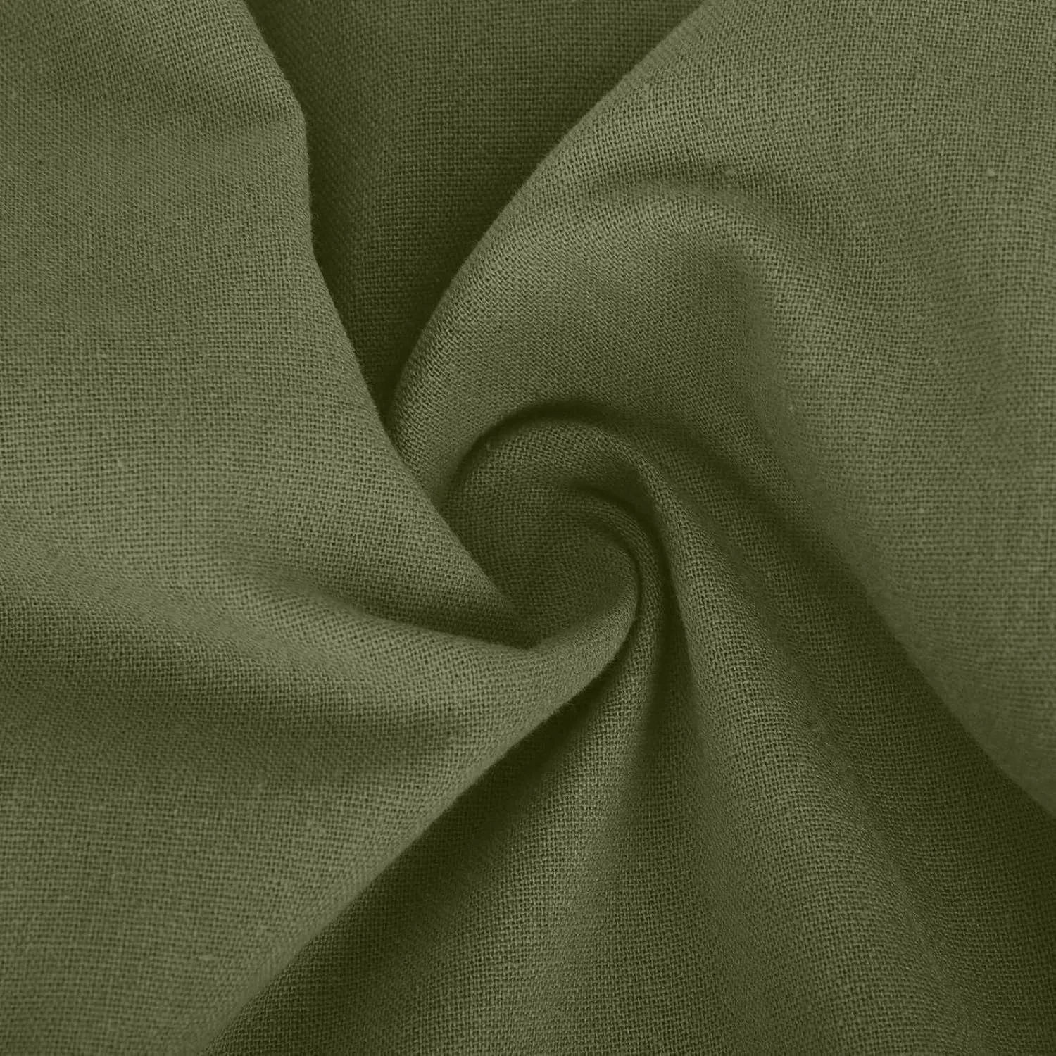 Брюки прямого кроя, Cotton Linen, высокие, с карманами, Army Green — фото 3