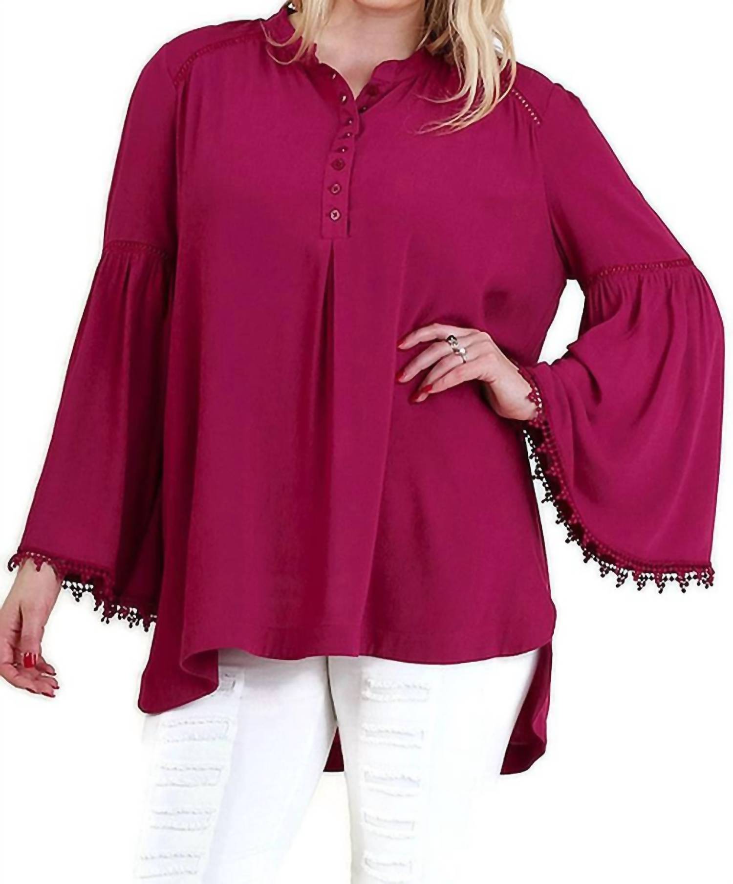 

Блузка с рукавами-трубами в малиновом цвете Umgee