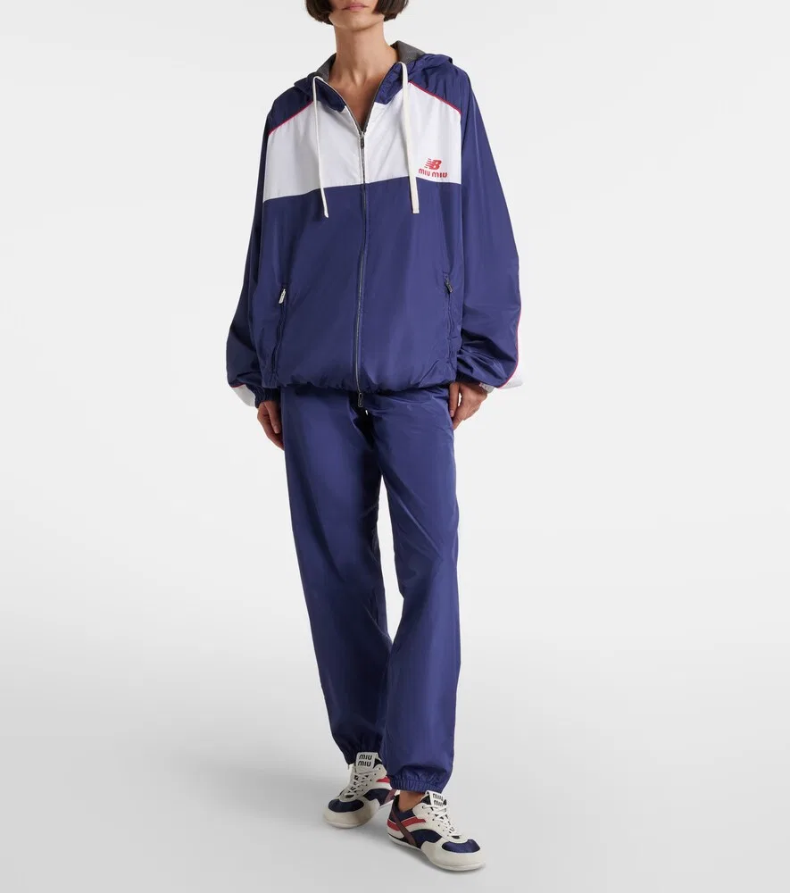 Спортивные штаны New Balance из поплина Miu Miu, синий — фото 2