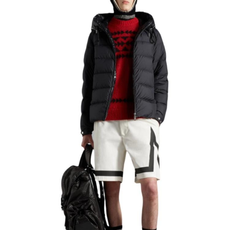Moncler Кардиган с капюшоном короткий пуховик мужской черный, Black — фото 4