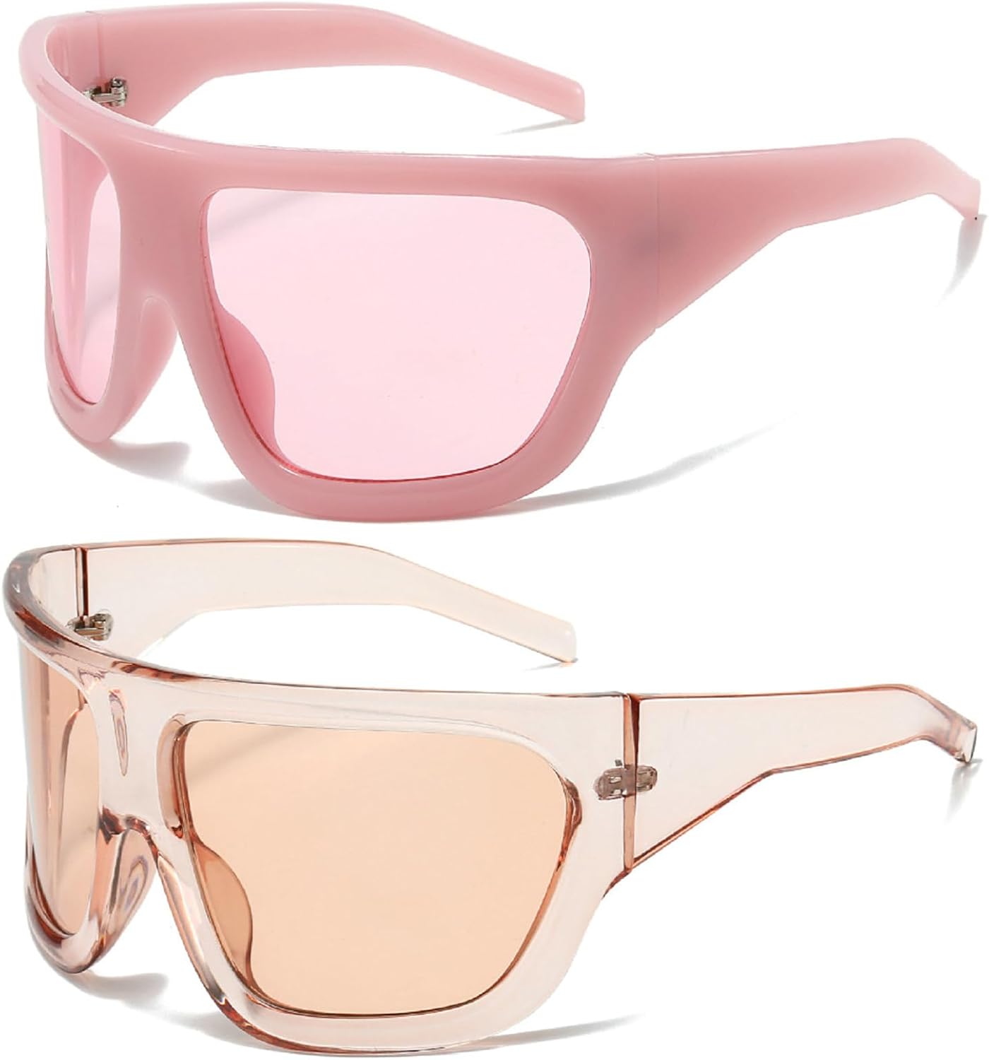 

Модные солнцезащитные очки большого размера в стиле Y2K для женщин, винтажные квадратные, цельные, сексуальные женские солнцезащитные очки 2023 года mincl, 2pcs-pink&champagne