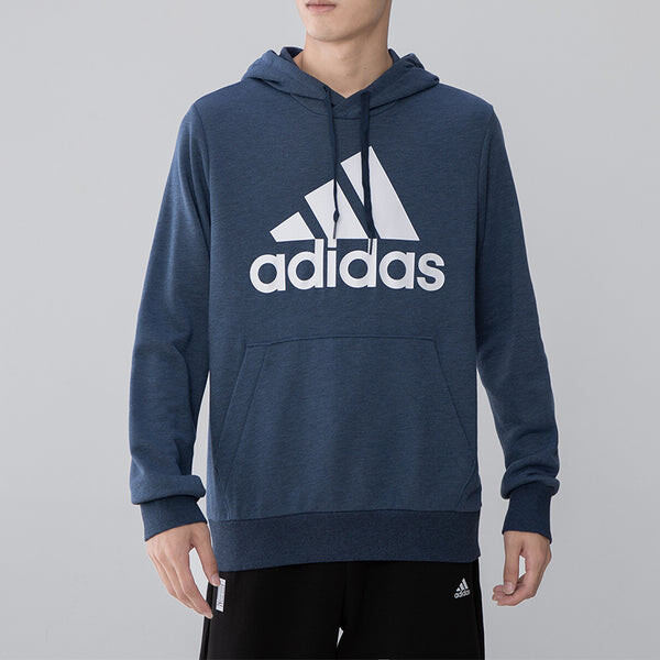 Толстовка men's bl ft hd logo printing sports knit pullover navy blue Adidas, синий — фото 3