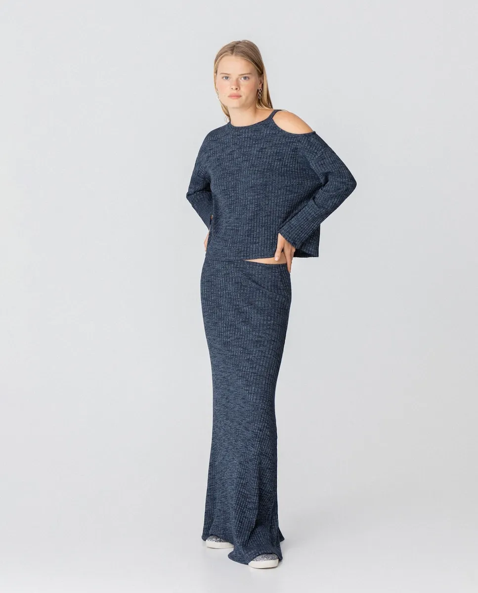 

Длинная юбка из эластичной ткани Noon, синий