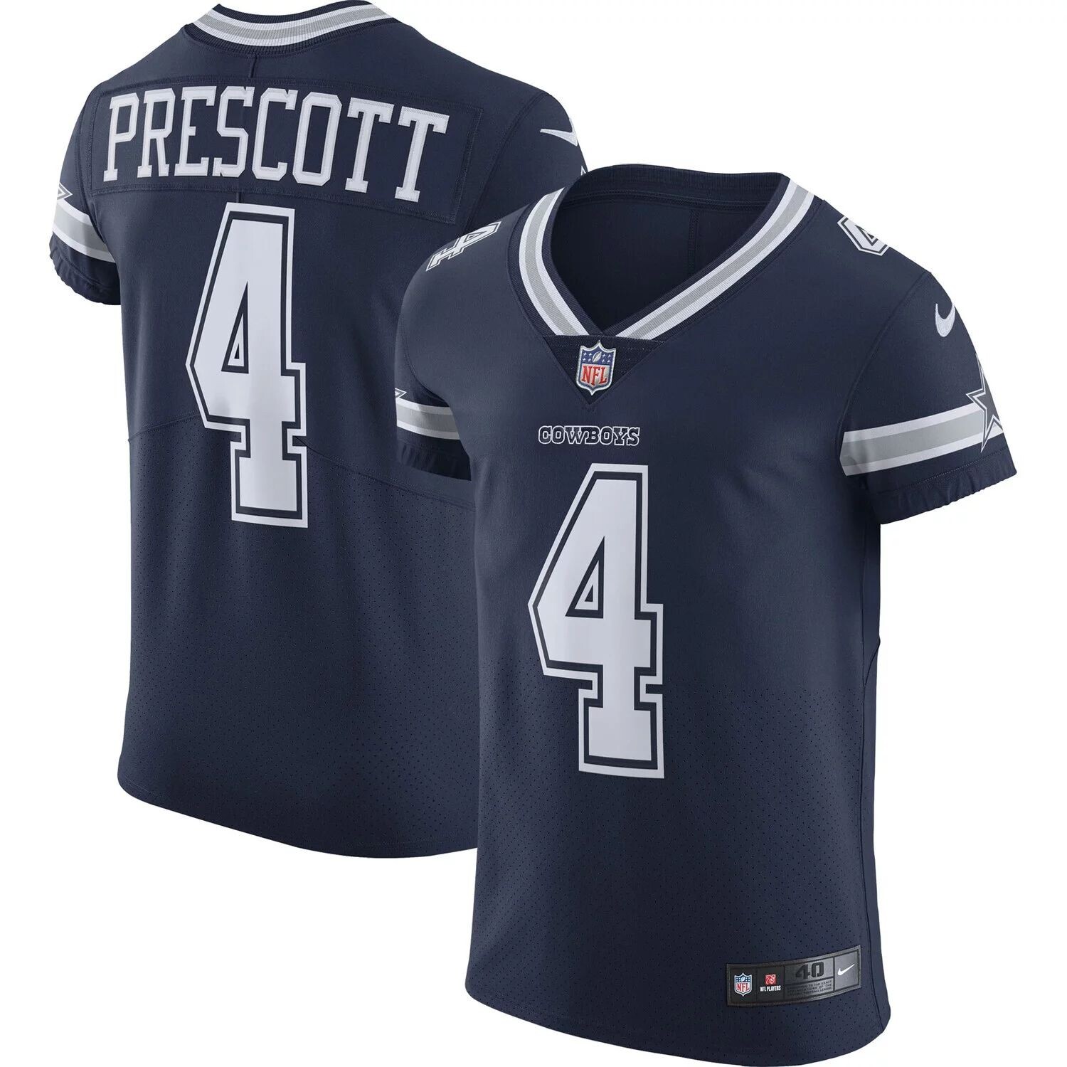 

Мужская темно-синяя футболка Dak Prescott Dallas Cowboys Vapor Elite Player Nike, Синий;серый, Мужская темно-синяя футболка Dak Prescott Dallas Cowboys Vapor Elite Player Nike