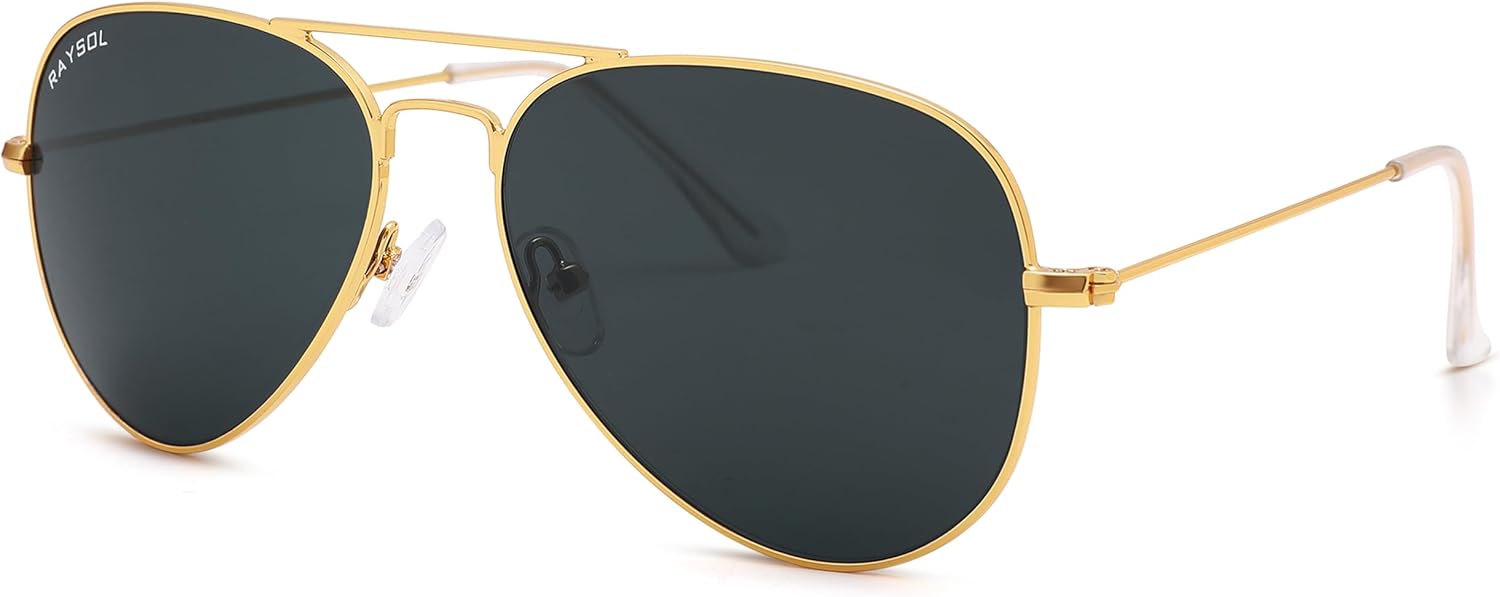 

Солнцезащитные очки-авиаторы RAY SOL с настоящими стеклянными линзами для женщин и мужчин, классическая металлическая оправа, защита от ультрафиолета UV400, Gold Frame/Gray Lens
