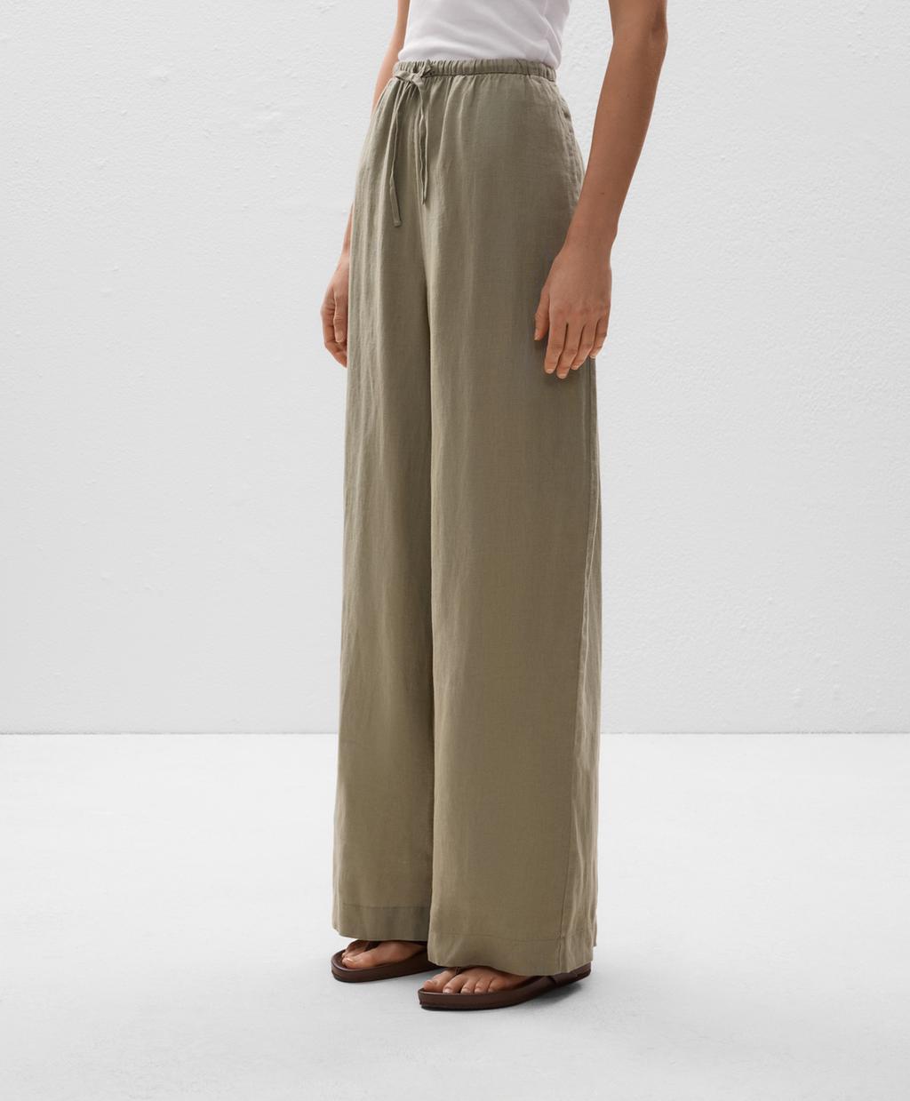 

Брюки прямого кроя из 100% льна Oysho, цвет Washed Khaki