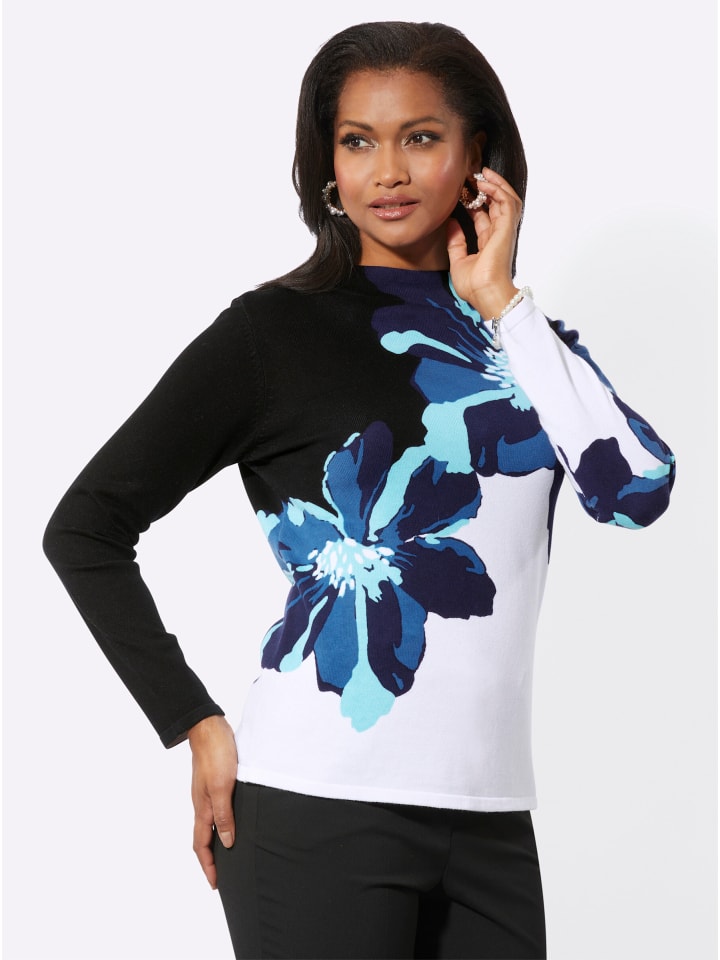 

Свитер с длинными рукавами в черно-аквамариновом стиле WITT WEIDEN