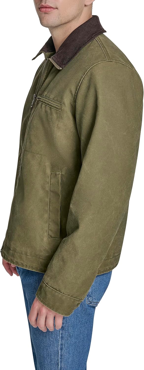 Мужская хлопковая куртка Levi's Depot с вельветовым воротником, Light Olive Wax Look — фото 3