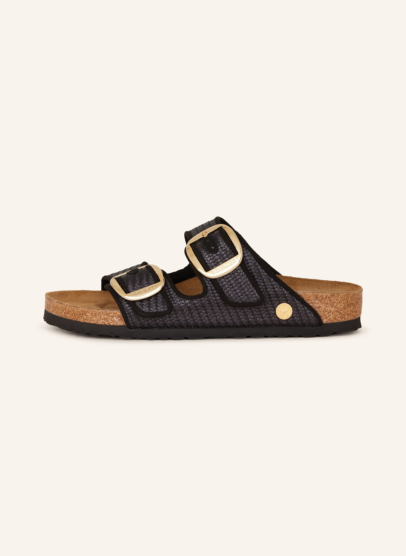 Мюли аризона большая пряжка рафия Birkenstock, черный — фото 4