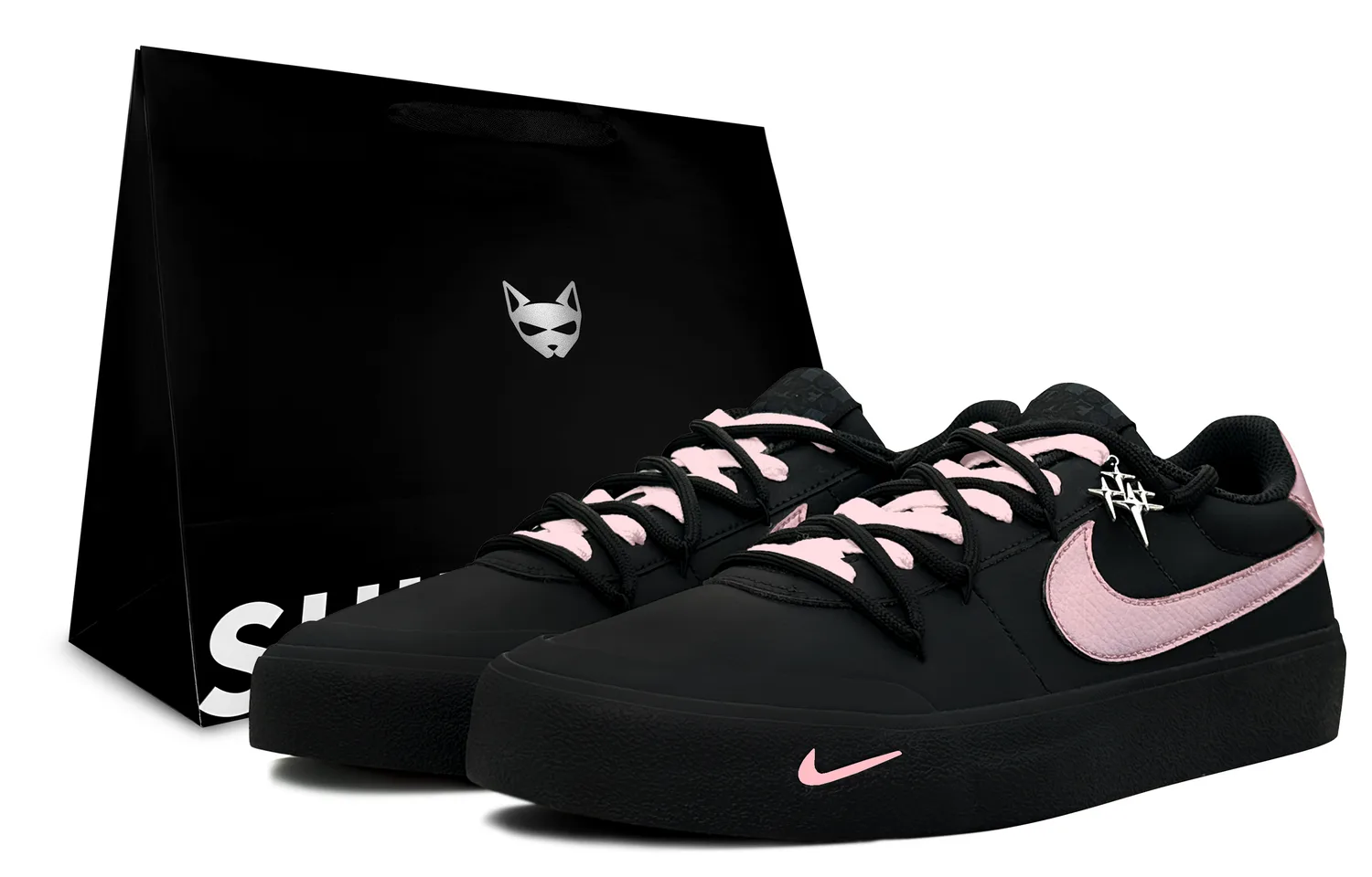 Nike Кроссовки для скейтбординга Court Shot мужские низкие черные/розовые