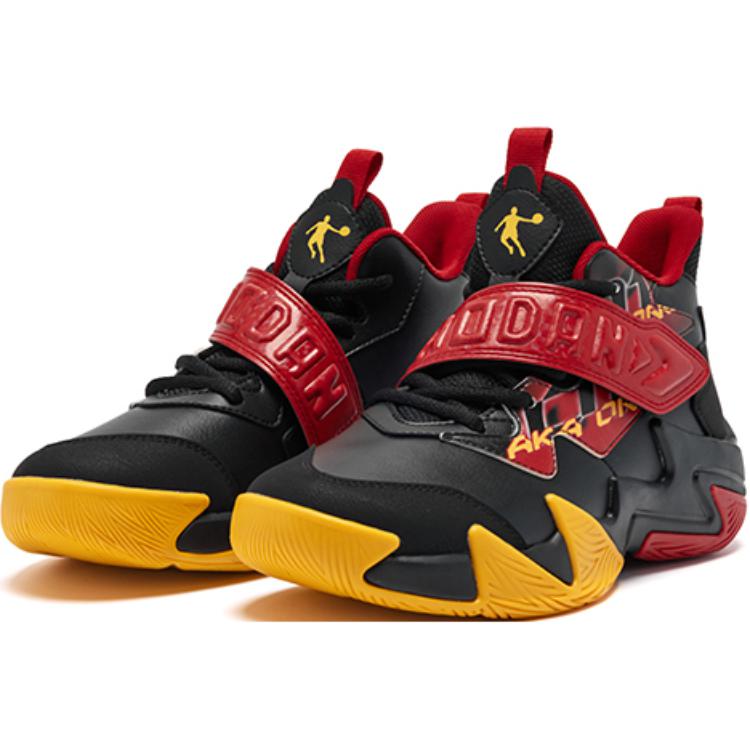 QIAODAN Износостойкие детские баскетбольные кроссовки Mid Top Yellow Black — фото 4