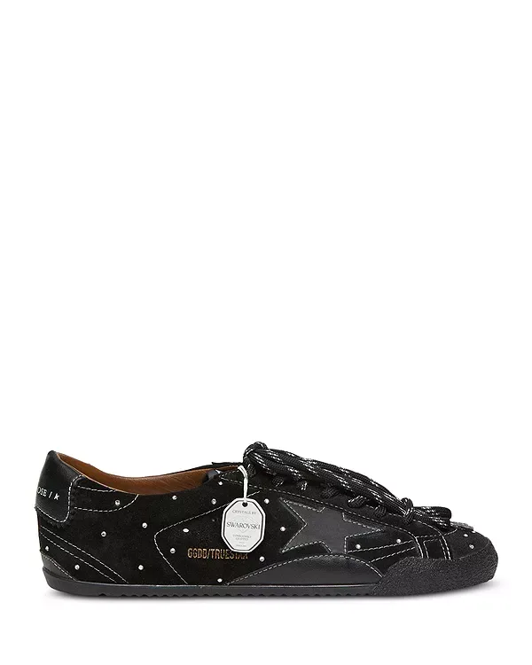 Кроссовки из замши с кристаллами "Настоящая звезда" Golden Goose, Black