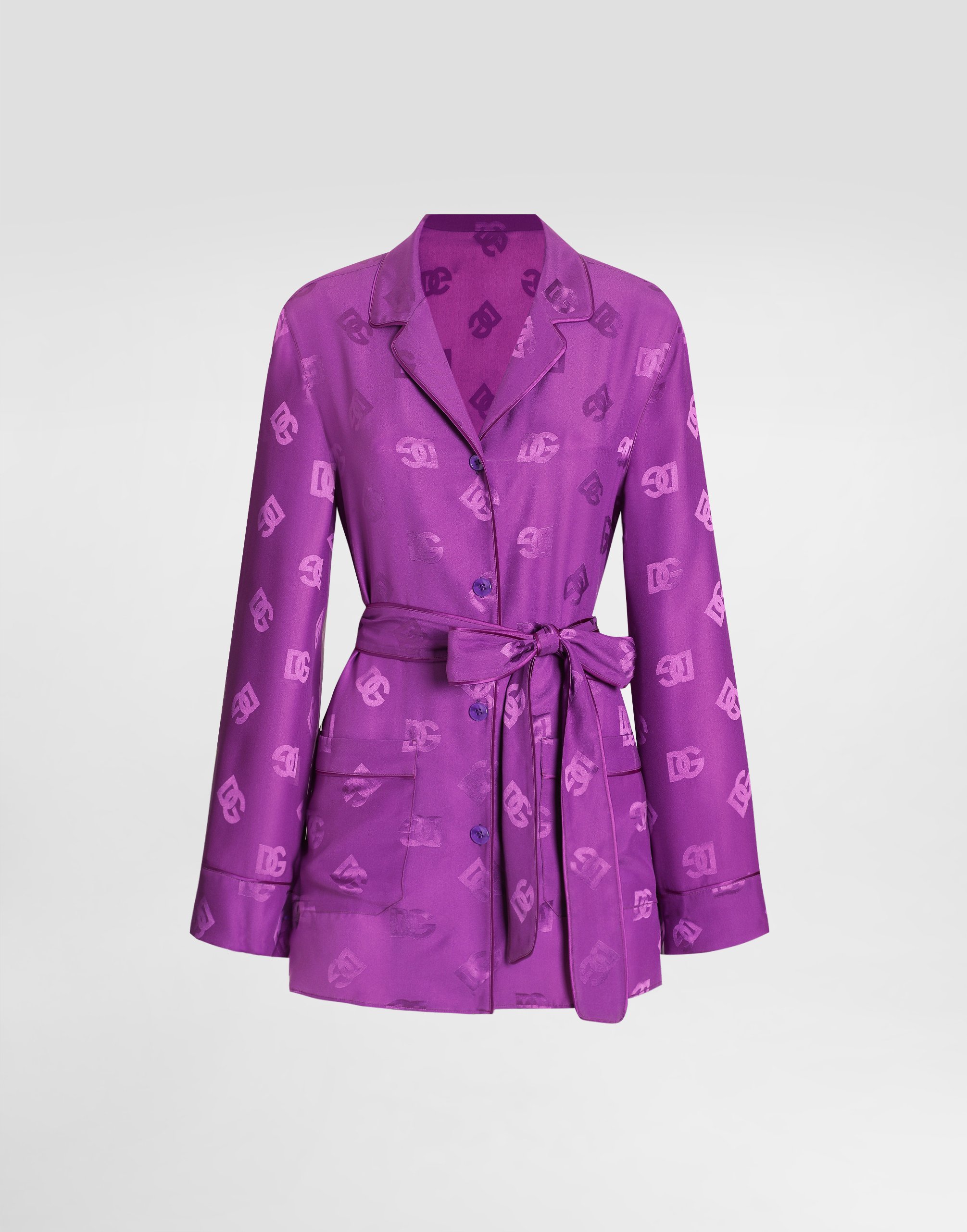 

Шелковая жаккардовая рубашка с узором dg по всей поверхности Dolce & Gabbana, фиолетовый
