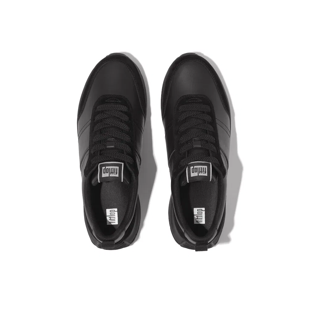 Мужские низкие кроссовки F-Mode из кожи и замши All Black от Fitflop — фото 4