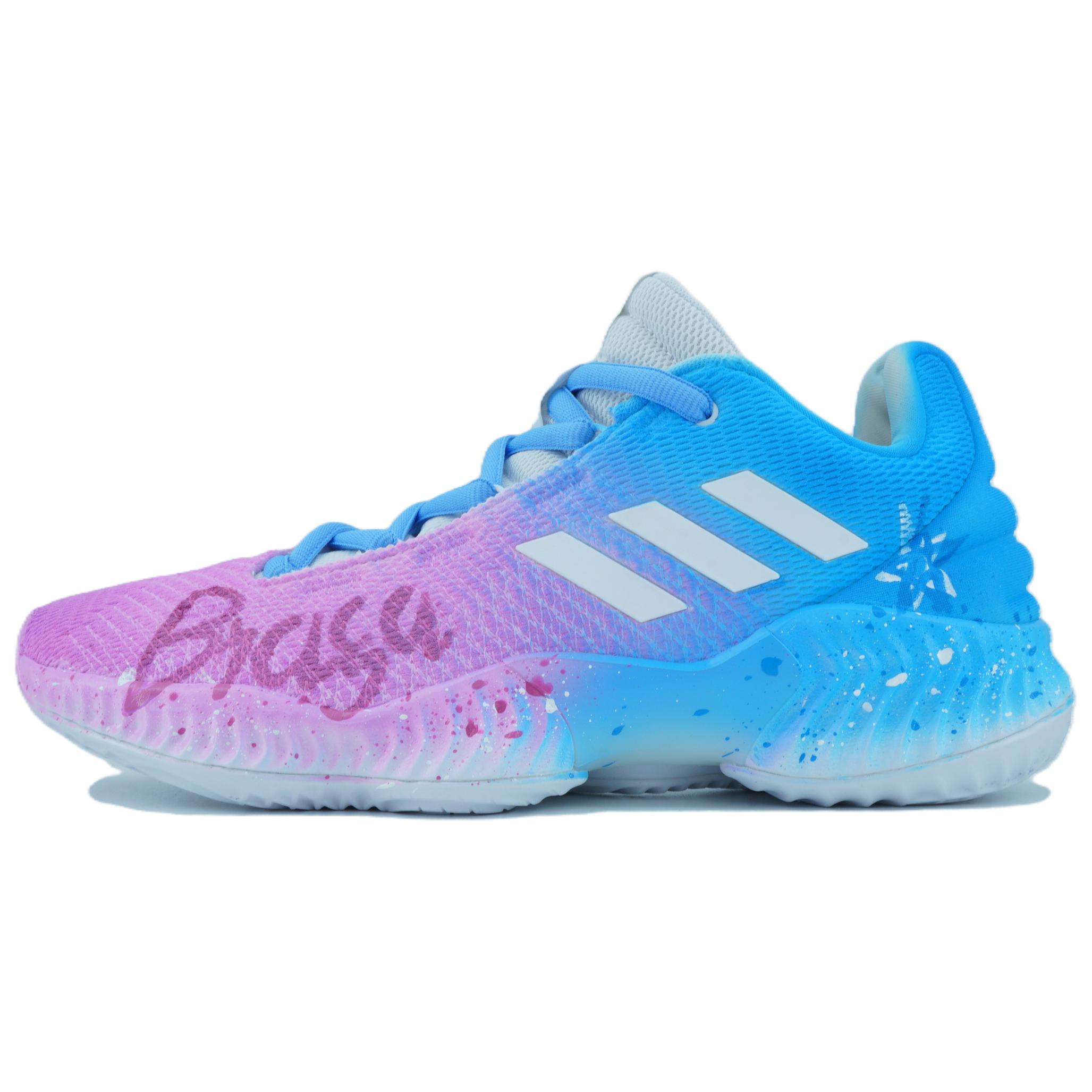 

Adidas Баскетбольные кроссовки Pro Bounce 2018 Fenggu Purple Mist с износостойкой поддержкой и отскоком, низкие, мужские, розово-синие
