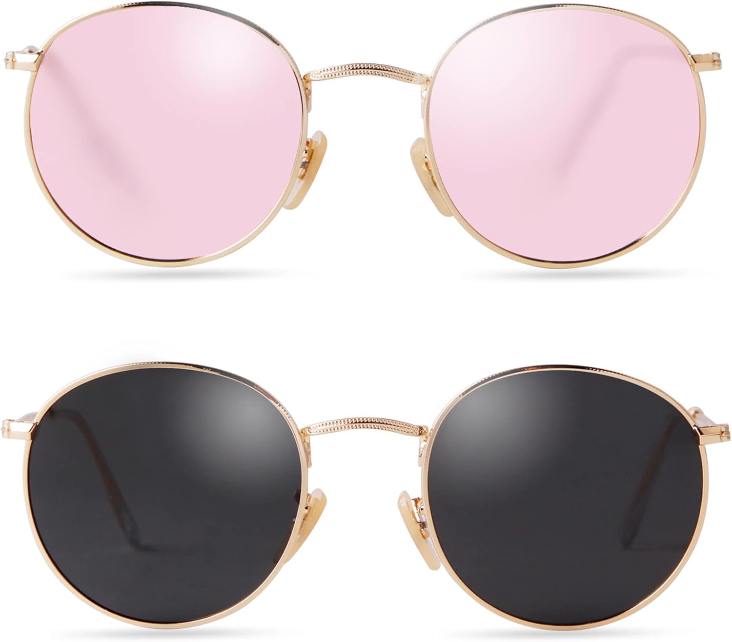 

Ретро круглые поляризованные солнцезащитные очки для женщин и мужчин в классической винтажной металлической оправе с защитой от УФ-излучения DQbhzh, Gold/Pink Mirrored+gold/Grey