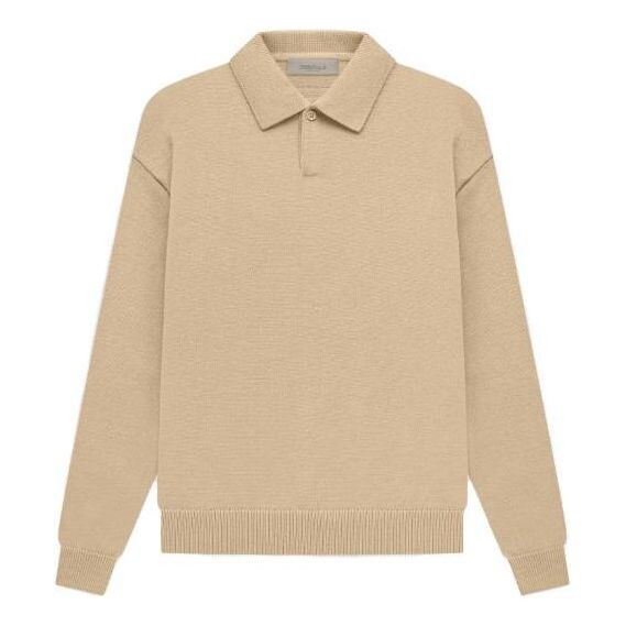 

Рубашка ss23 knit long sleeve polo shirt 'sand' Fear Of God Essentials, коричневый