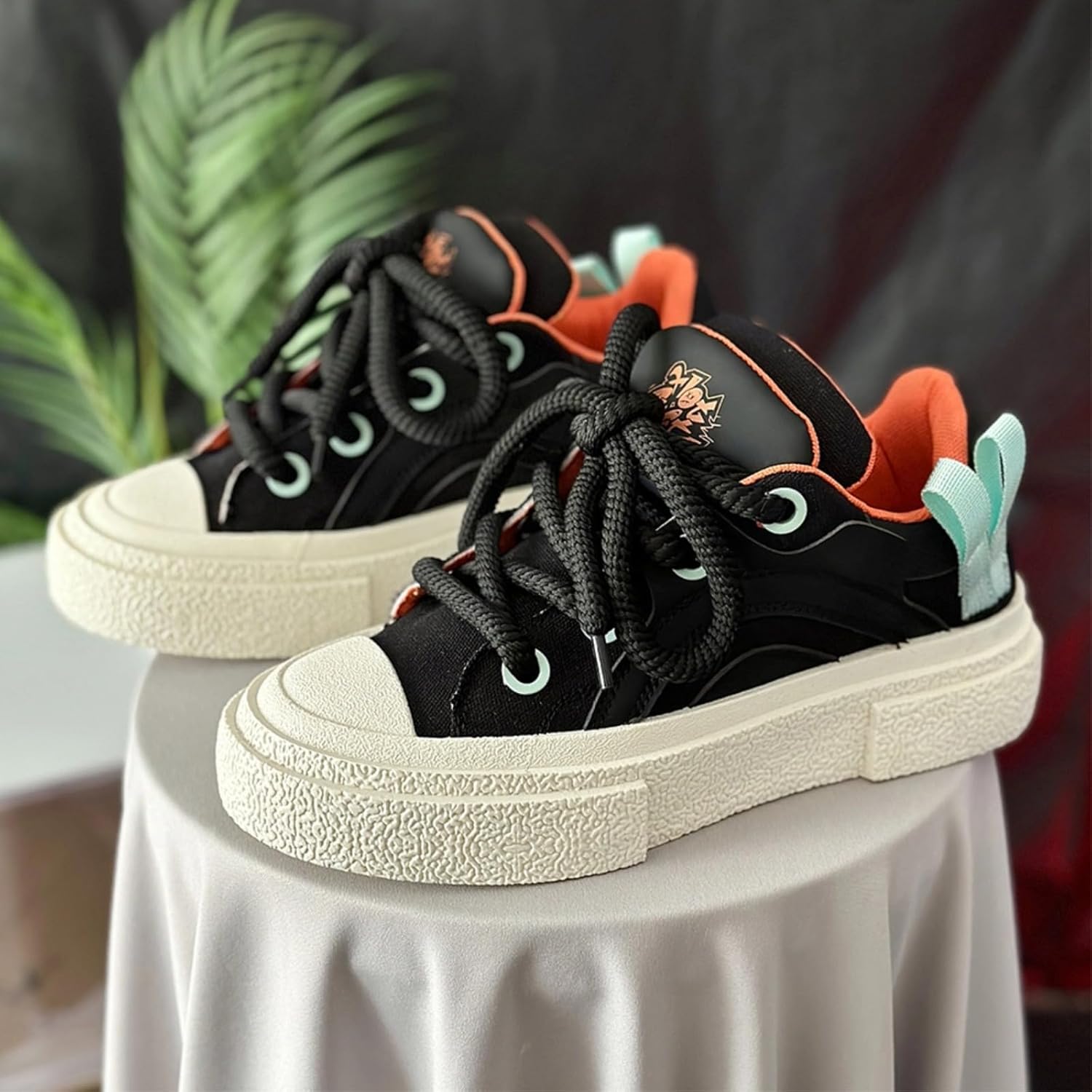 Кроссовки AURISTIA Preppy Chunky для мужчин и женщин, платформенные туфли, толстые шнурки, увеличение роста, стиль Y2K, хип-хоп, уличная мода JK, скейт стиль, черный — фото 4