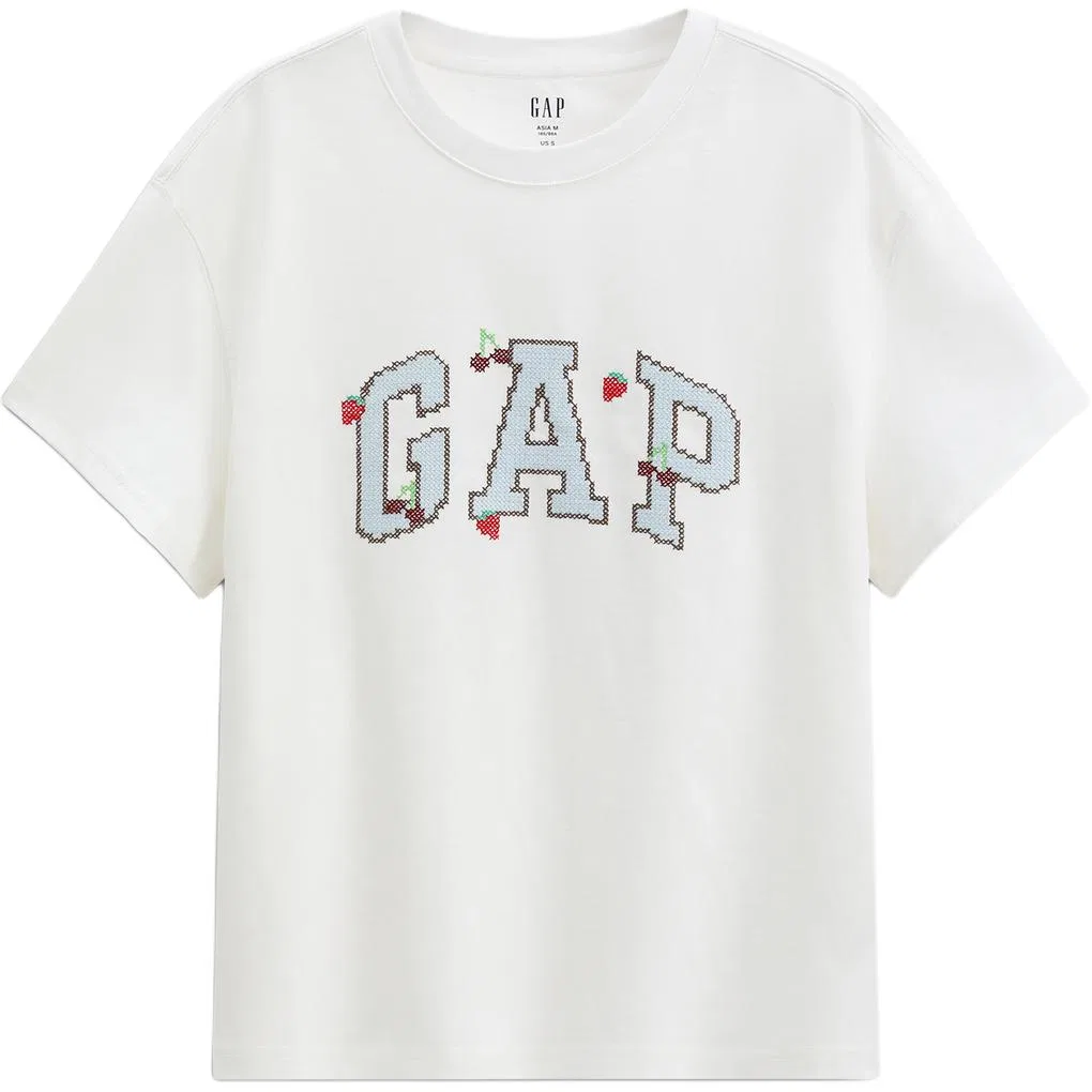 Футболка женская с круглым вырезом GAP белая — фото 3