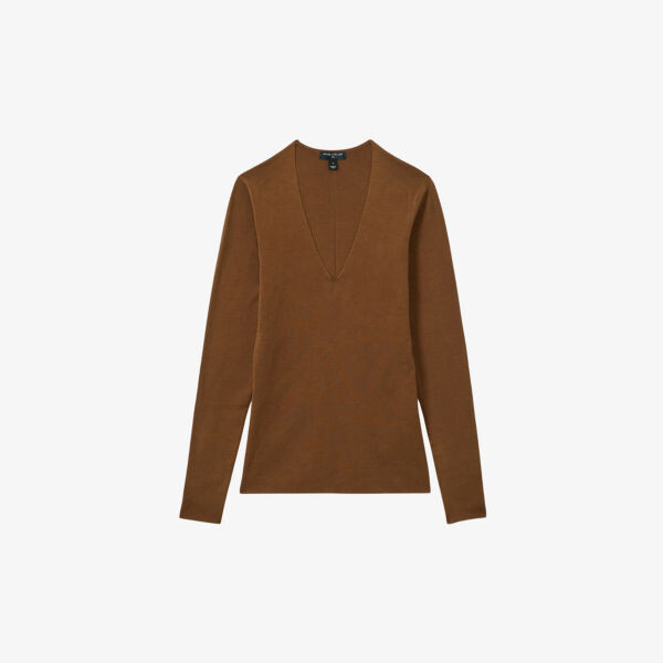 

Топ Reiss x atelier maeve с глубоким вырезом из смесового шелка Reiss, коричневый