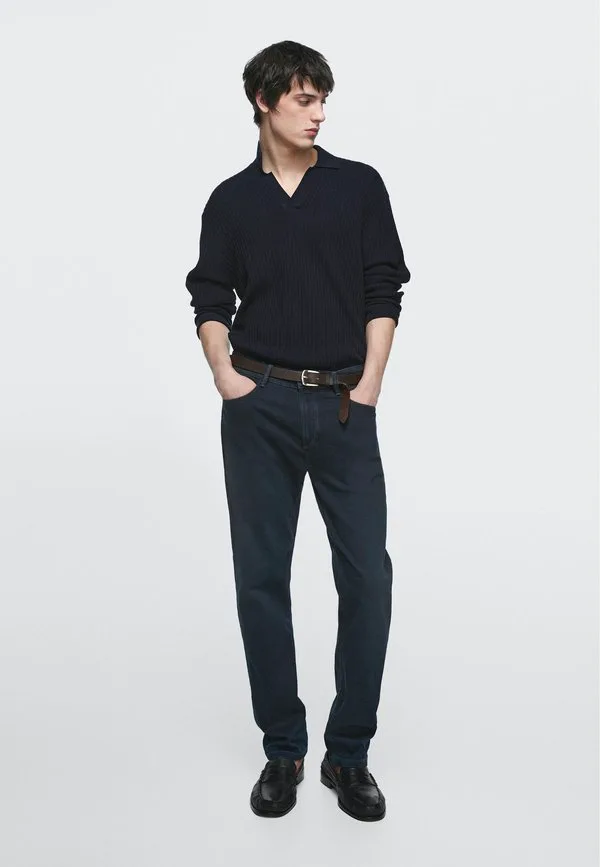 Легкие джинсы прямого кроя с эффектом потертости Massimo Dutti, Mottled Light Blue — фото 2