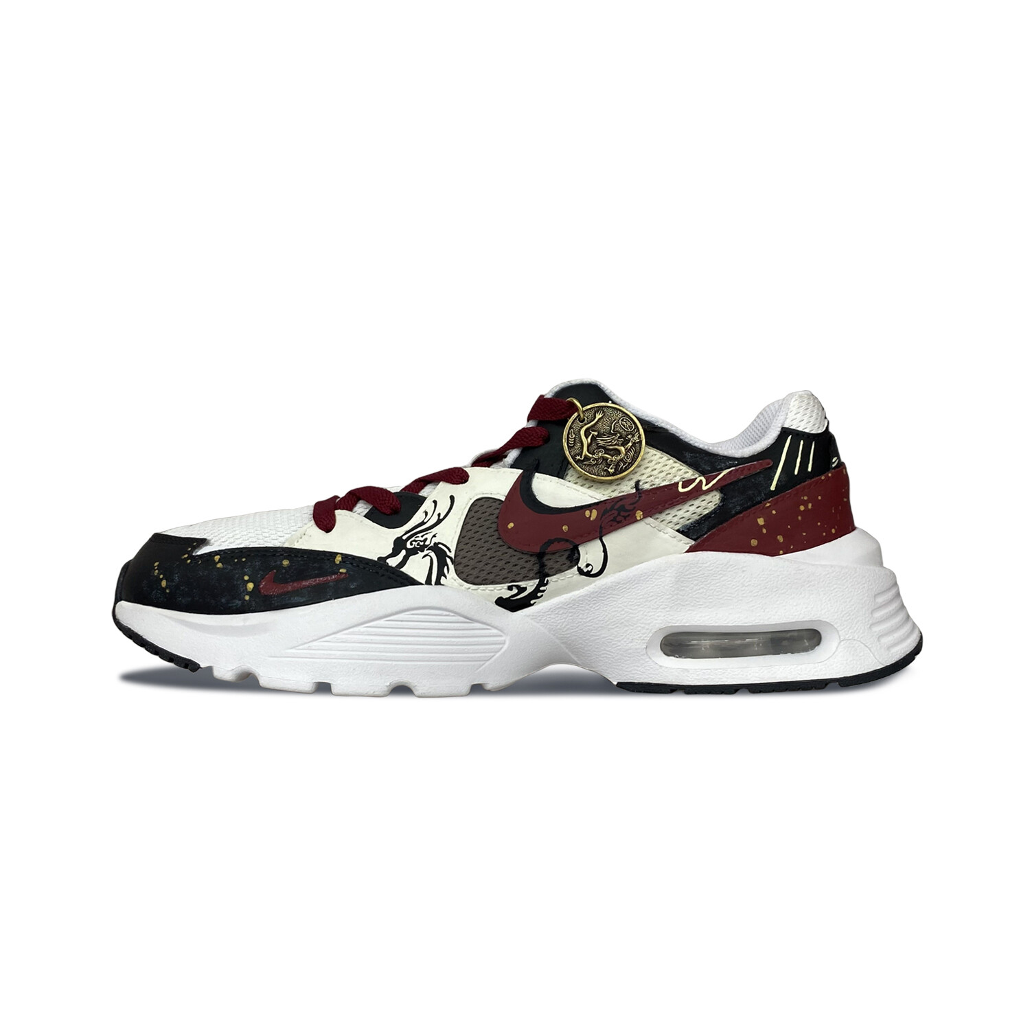 

Кроссовки Air Max Fusion женские с низким верхом, черные, красные, золотые Nike