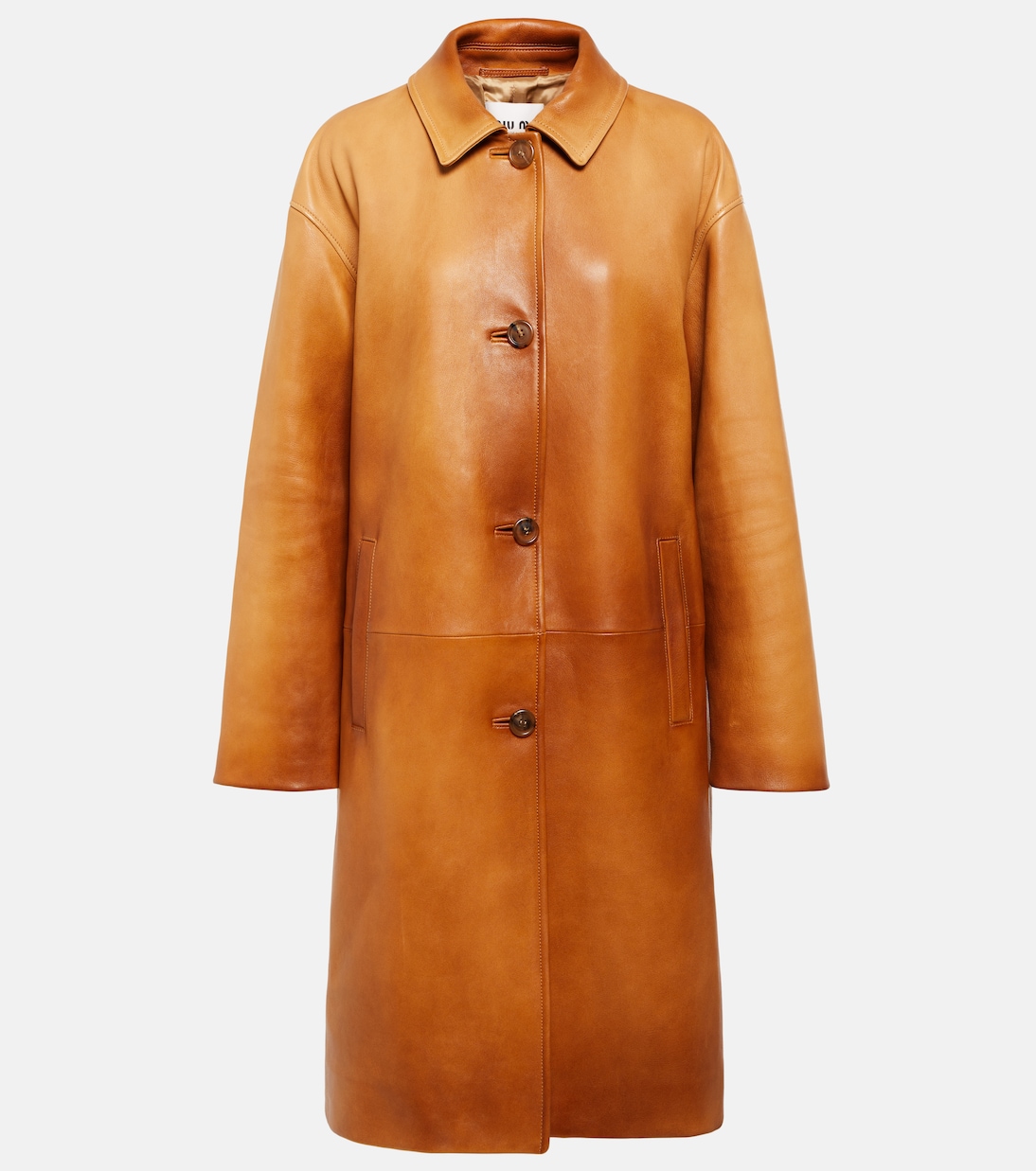 

Кожаное пальто Miu Miu, Miele