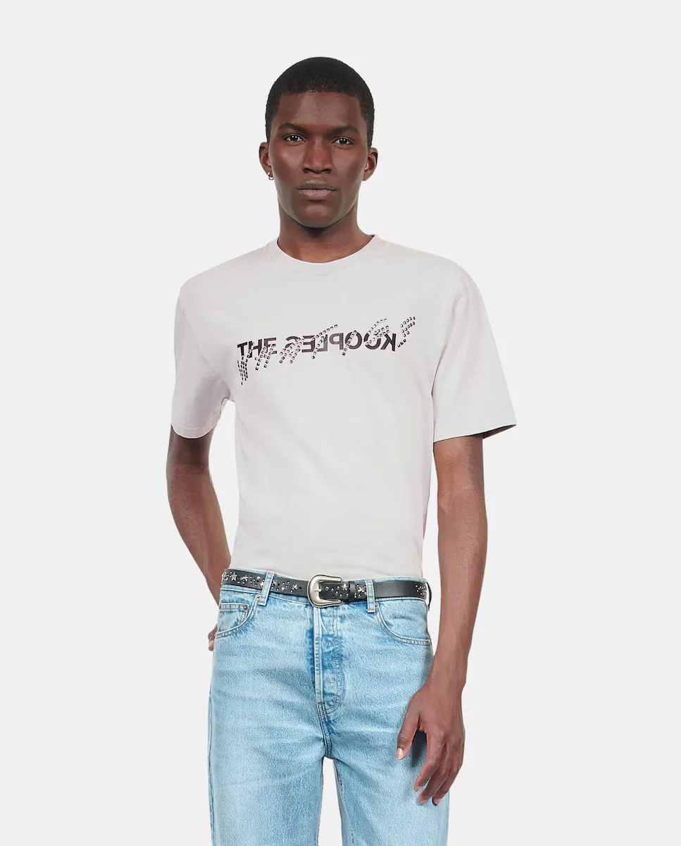 

Мужская футболка с коротким рукавом и трафаретной печатью The Kooples, серый