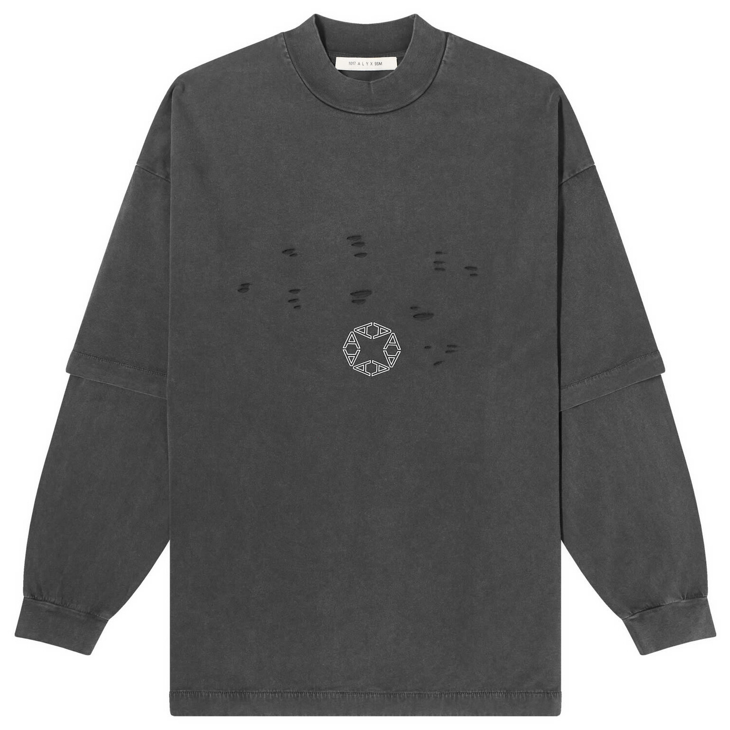 

Футболка 1017 Alyx 9Sm Double Sleeve Laser Cut Logo T-Shirt, цвет Washed Black