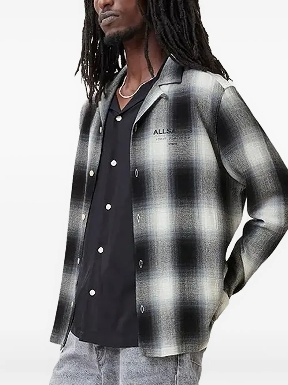 

Выцветшая клетчатая рубашка AllSaints, серый