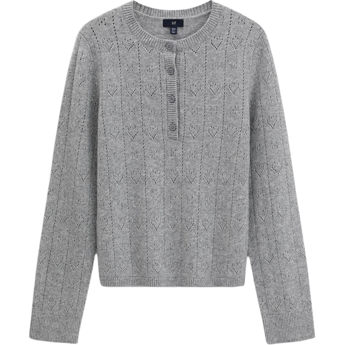 

Трикотажный свитер для женщин с круглым вырезом, умеренная посадка, прочие GAP, светло серый