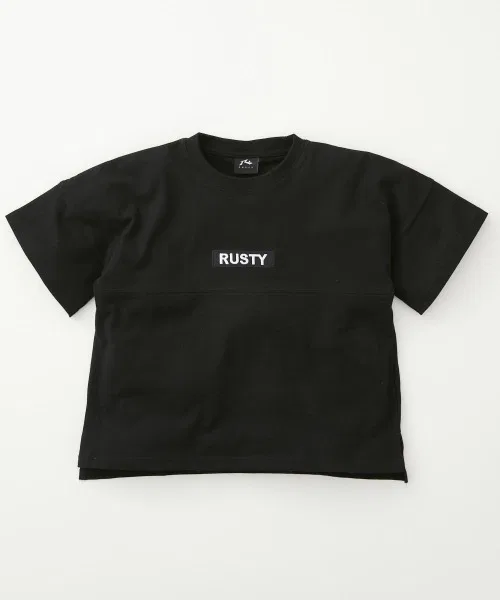 Детская футболка с широким кроем и принтом RUSTY чёрная
