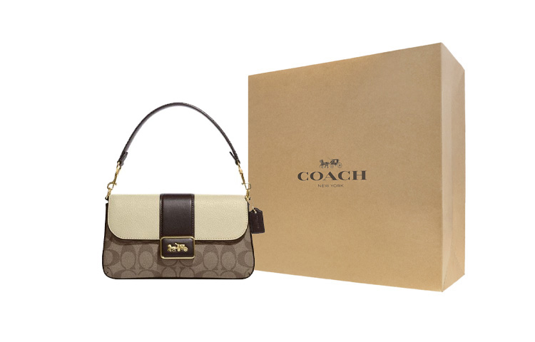 

COACH Холщовая сумка через плечо с кожаной отделкой