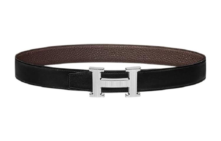

Ремень из телячьей кожи H Stripes Epsom, кожаный, унисекс, ширина 3,2 см HERMES