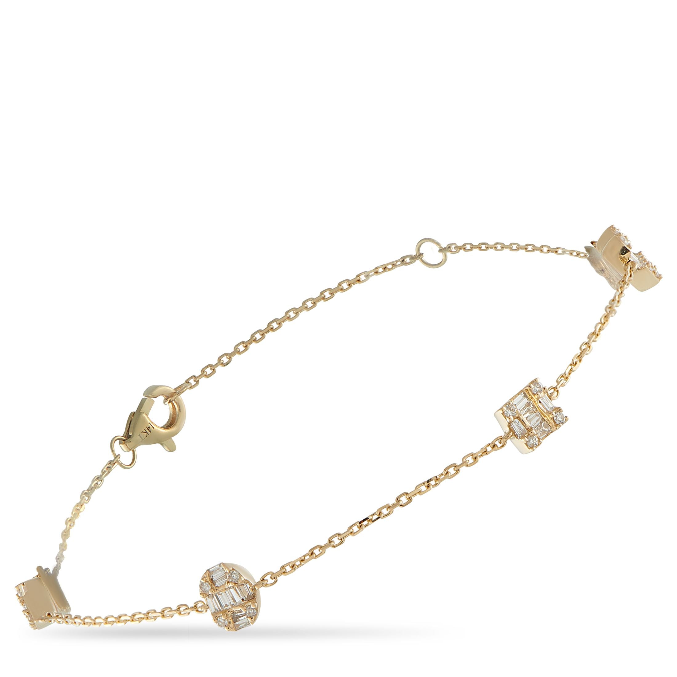 

Эксклюзивный браслет LB из 14-каратного желтого золота с бриллиантами 0,40 карата BR10378-Y Lb Exclusive, золотой