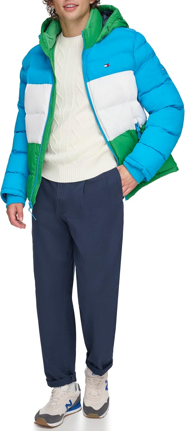 Мужская стеганая куртка с капюшоном Tommy Hilfiger (стандартная и для больших и высоких), Green/Blue — фото 4