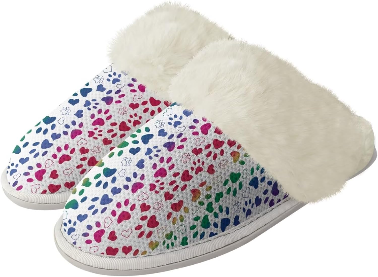 

Домашние тапочки Forchrinse в стиле мультяшного Санта-Клауса для мужчин и женщин, мягкие и комфортные, рождественские, легкие, пушистые, с эффектом памяти, удобные для дома, Colorful Dog Paw Print