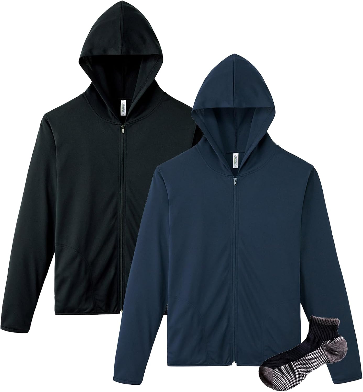 

Мужская толстовка на молнии Glimmer 00338-AMZ, плотность ткани 4,4 унции, быстросохнущая, с длинными рукавами, с защитой от УФ-излучения, темно-синий/черный