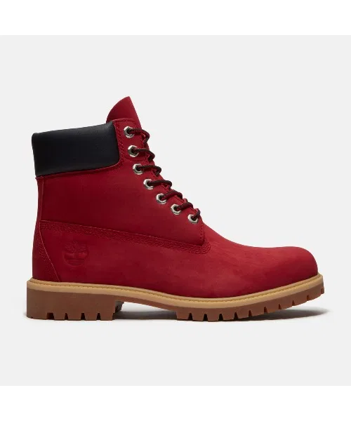 Ботинки Timberland 6 дюймов Premium Waterproof из нубука, красные — фото 3