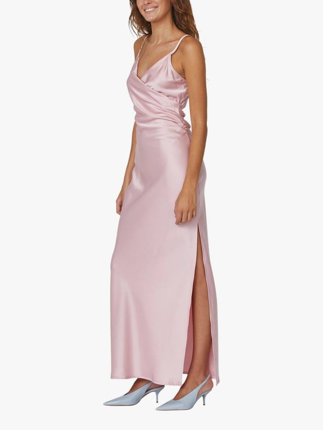 

Атласное платье с разрезом сбоку ero Sisters Point, светло-розовый