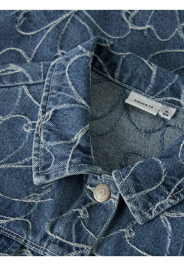 Блузка прямого кроя на пуговицах Name It, Medium Blue Denim — фото 3