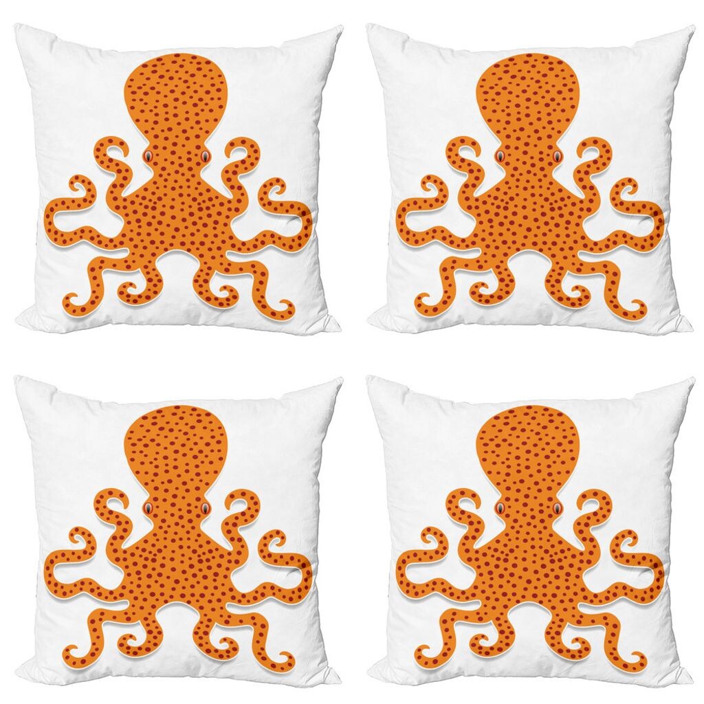 

ABAKUHAUS Набор чехлов для подушек «Осьминог» (4 предмета), Octopus Sea Mosters, современная двусторонняя цифровая печать, 40 см x 40 см, оранжевый