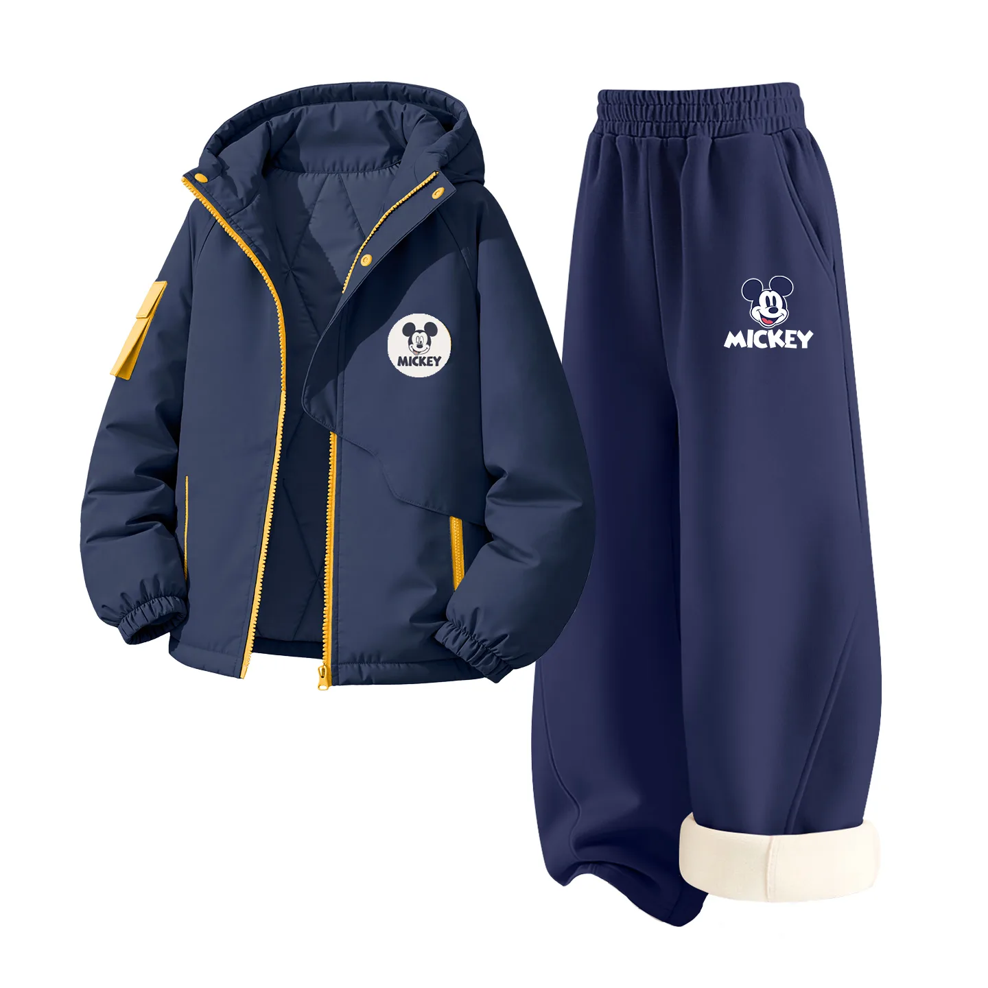 Детская толстовка с капюшоном для спорта и отдыха Disney, [Thickened and Fleece-Lined]Dichi Round Hook-and-Loop K Navy Blue+DiB Trendy Mickey K Navy Blue
