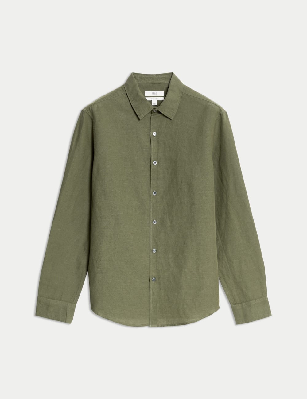 

Рубашка из смеси хлопка и льна Marks & Spencer, хаки