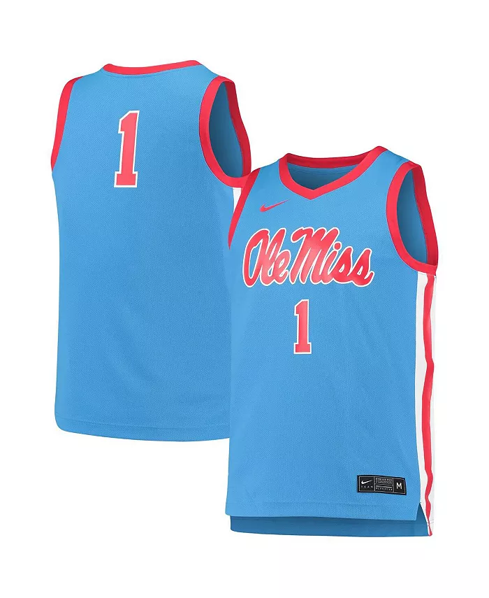 Мужская баскетбольная реплика джерси Ole Miss Rebels №1 в светло-голубом цвете Nike — фото 3