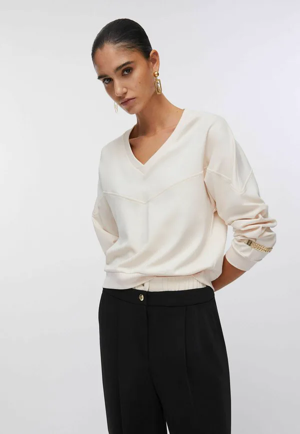 

Толстовка с деталями в виде цепочек Liu Jo, Off White, Белый, Толстовка с деталями в виде цепочек Liu Jo, Off White