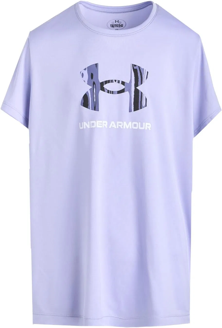Футболка Under Armour Girls Tech Print Fill Graphic Short Sleeve Crew, Purple Crest / White