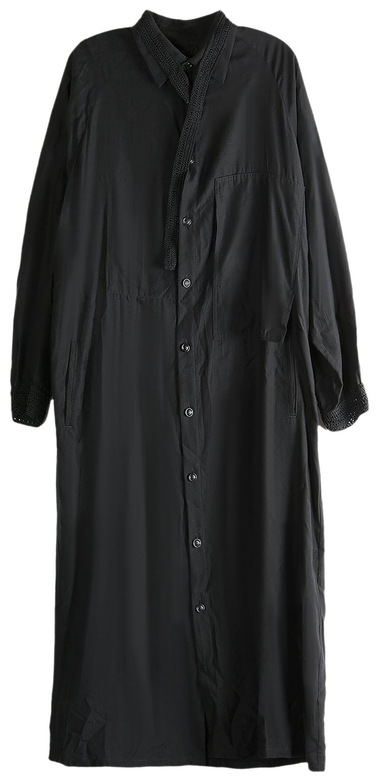 

Платье-рубашка из комбинированной ткани Cupro Dungaree Twill Crochet от Y's, черное, черный