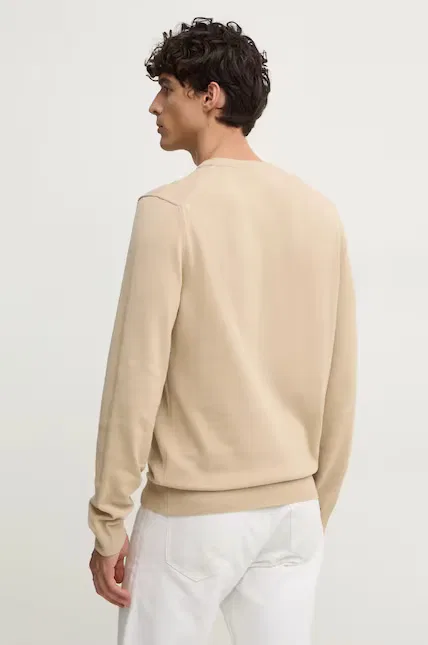 Свитер мягкий хлопковый Lacoste, бежевый — фото 3